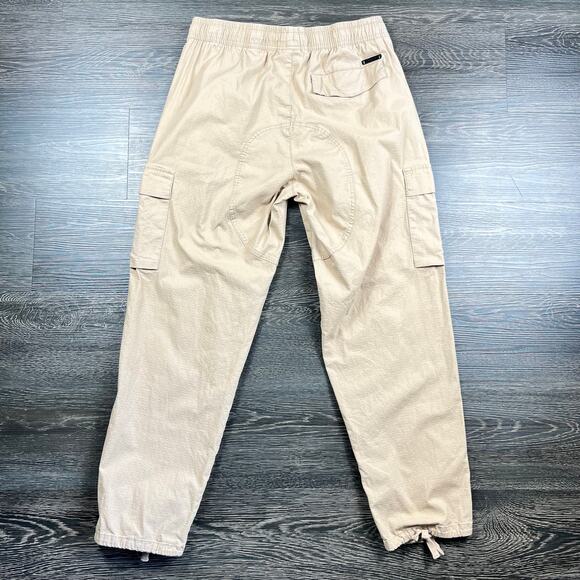 Maison Article Mens Ripstop Cargo Drawstring Pants Size M Ankle Cinch Khaki - Picture 2 of 9